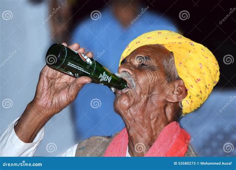 Indian Old Man Drinking Cold Drink Editorial Stock Photo - Image of ...