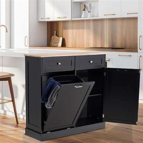 Amazon.com: Spurgehom Double Tilt Out Trash Cabinet Kitchen Waste Bins ...