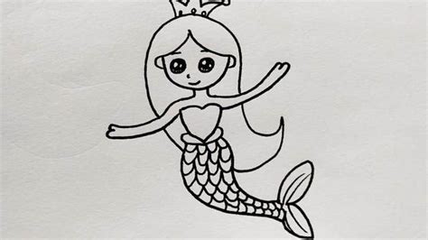 美人鱼公主简笔画 人鱼公主怎么画 - 水彩迷