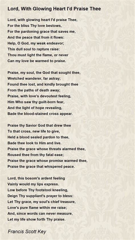 Lord, With Glowing Heart I'D Praise Thee Poem by Francis Scott Key ...