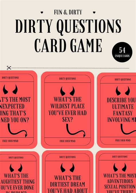 Printable Intimate and Dirty Questions Cards: 54 Provocative Questions ...