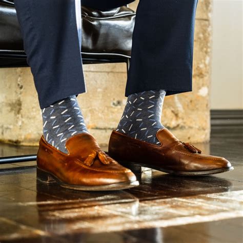 The Winter Wonderlands - A Deep Blue Men's Dress Sock with White and ...