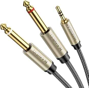 UGREEN GOLD PLATED 3.5MM 1/8" TRS TO 6.35MM 1/4" TS MONO Y-CABLE ...