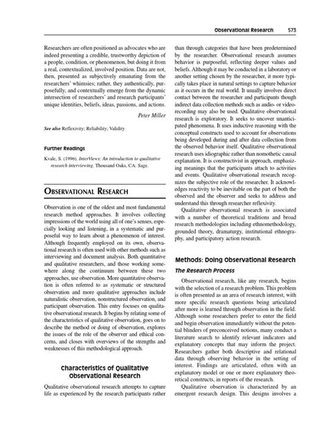 The Sage Encyclopedia of Qualitative Research - Observation | PDF ...