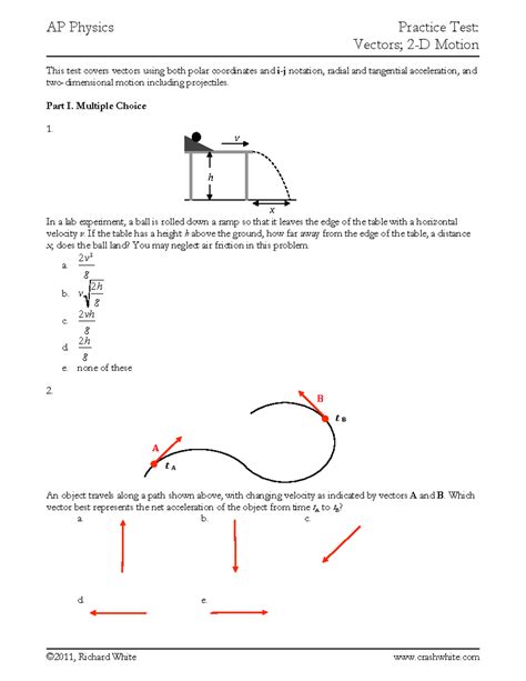 AP Physics Practice Test: Vectors & 2-D Motion Solutions - Studocu