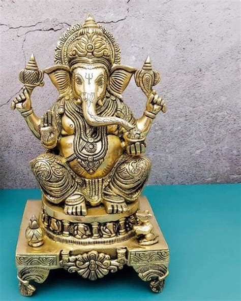 Buy IYI MERCHANT Brass Ganesh Statue | Lord Ganesh Idol on Asana ...