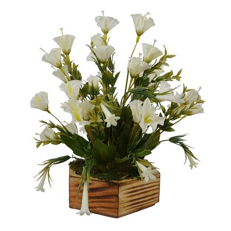 Buy Fancy Mart Artificial Flower 2 Tone Lily in Wood Hexagon Pot (25 Cm ...