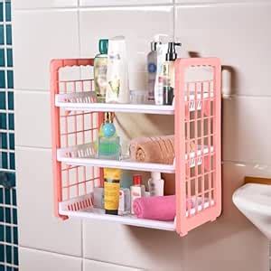 Kuber Industries 3-Tier Wall Mount Plastic Bathroom Stand | Stackable ...