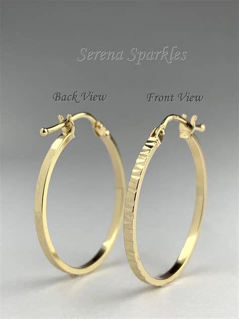 10k Solid Gold Hoop Earrings Real Gold Hoop Earrings Light | Etsy