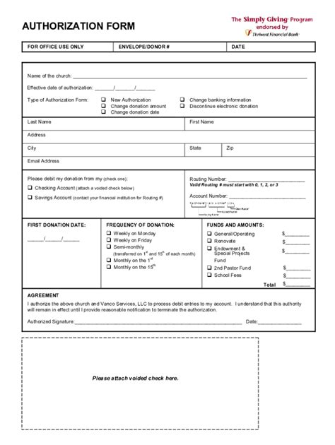 Fillable Online AUTHORIZATION FORM - First Presbyterian Church Fax ...