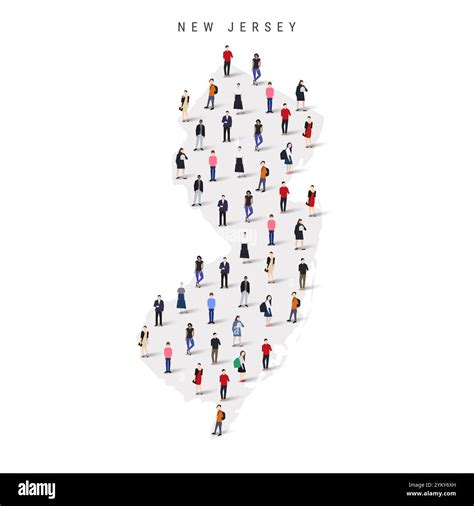 New Jersey US state population map. Large group of people. Flat vector ...