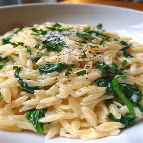 Creamy Parmesan Spinach Orzo - Recipes Maren