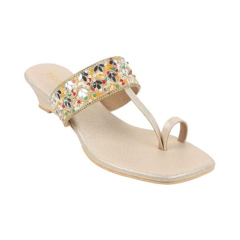 Buy Mochi Women Gold Ethnic Slip Ons Online | SKU: 35-989-15-36 – Mochi ...