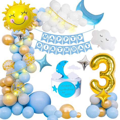 Party Propz 3rd Birthday Decoration Items For Boys - 99Pcs Third ...