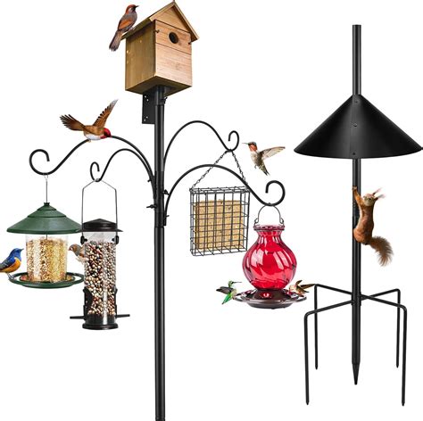 Amazon.com : Bird Feeder Station Kit 75" 4-Hook Deck Bird Feeder Pole ...