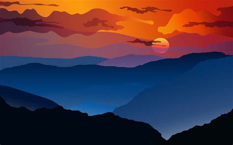 Sunset Over Mountains Wallpaper