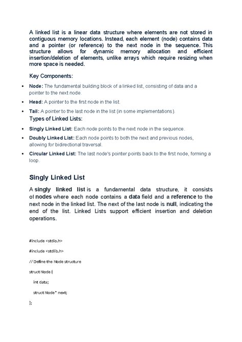 CS101: Linked List Data Structure Overview and Operations - Studocu