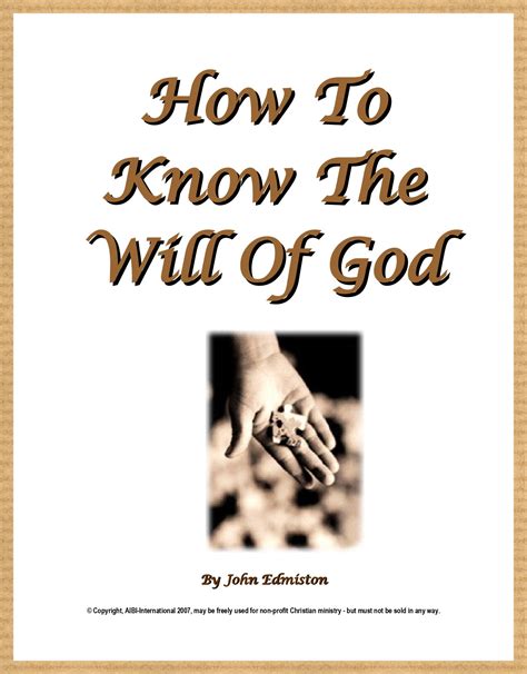 How To Know The Will Of God Author John Edmiston - Religion Books videos and News