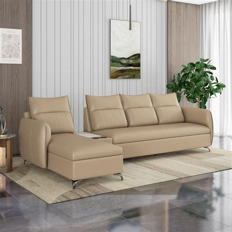 Infinia 4 Seater Leatherette Sofa with Right Lounger and Rectangle Con ...