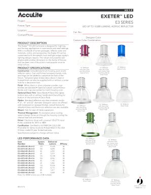 Fillable Online 9 EXETER LED Project: E3 SERIES Fixture Type: LED UP TO ...