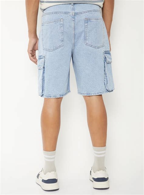 Buy Men Washed Denim Cargo Shorts Online at just Rs. 799.0 ...