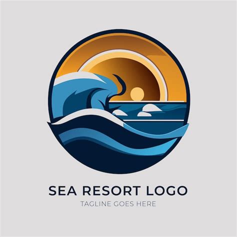 Beach resort or ocean blue logo design | Premium AI-generated vector