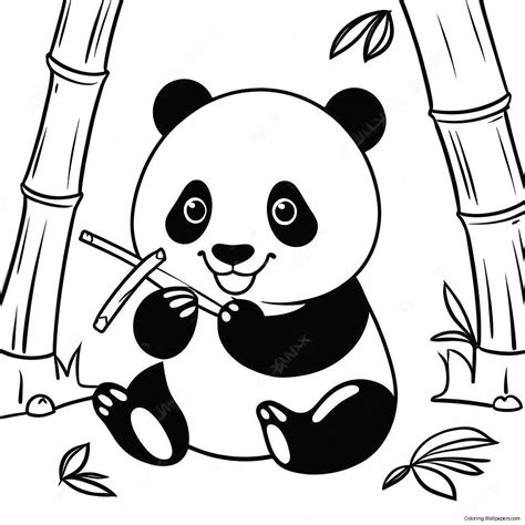 Cute Panda Eating Bamboo Coloring Page (48464-38326)