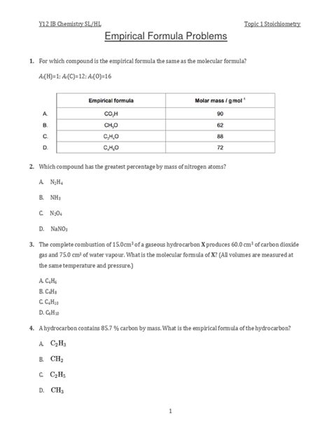 Image result for Empirical Formula Problems