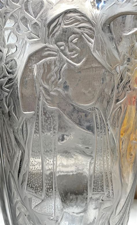"Art Deco Nudes, " Deeply Engraved Glass Vase with Female Nudes, Czech/Bohemian For Sale at ...