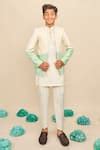 Buy Ivory Chanderi Silk, Cotton Kurta Pyjama Set With Ombre Bandhgala ...