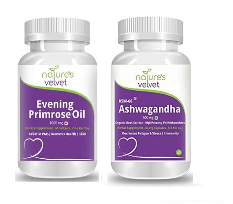 Buy Nature's Velvet KSM - 66 Ashwagandha 500 mg Combo - 60 Capsules ...