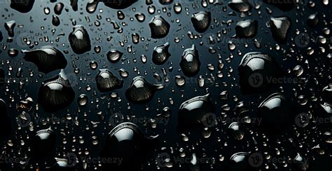 Full frame of water drops sliding on a black wet surface - AI generated ...