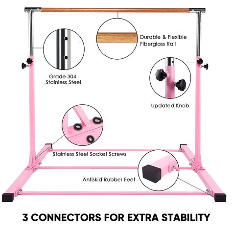 Dai&F Gymnastics Kips Bar for Kids, Adjustable Height 3'-5' Junior ...