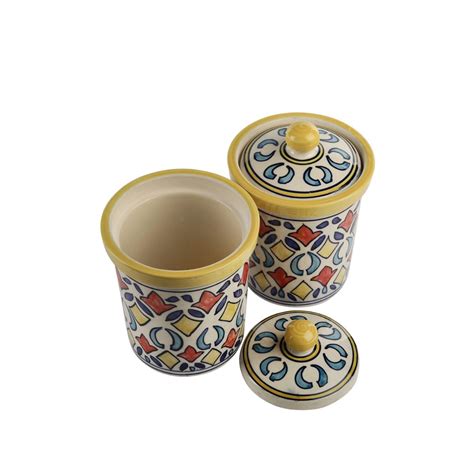 Buy VarEesha Rangriti Yellow and Red Handmade Ceramic 6 Inch 750 ml ...