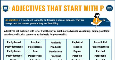 Adjectives Beginning With P, Positive Adjectives That Start With P ...