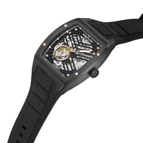 Buy Online Kenneth Cole Automatic Black Dial With Black Silicone Strap ...