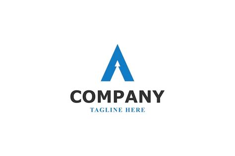 Blue arrow with letter a logo | Premium Vector