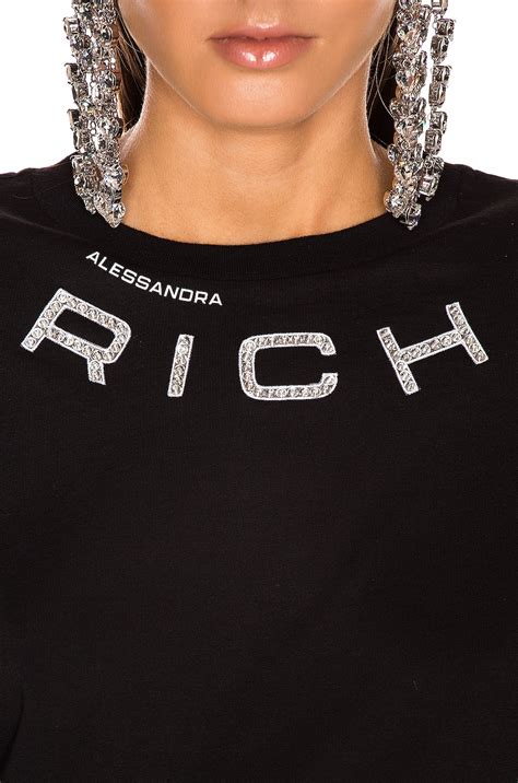 Alessandra Rich Padded Shoulder Oversized T Shirt in Black | FWRD