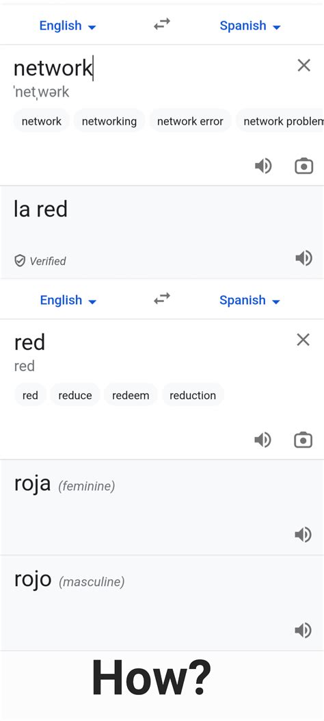 somehow Network in Spanish means "La red" and red means "Rojo/roja" : r ...