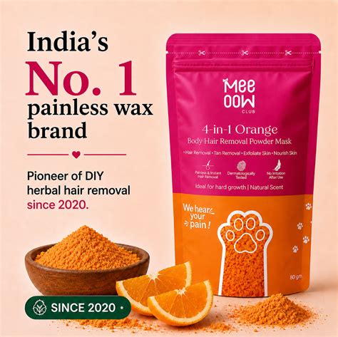 Orange Hair Removal Wax Powder – Best Body Wax for Women | Meeoow Club