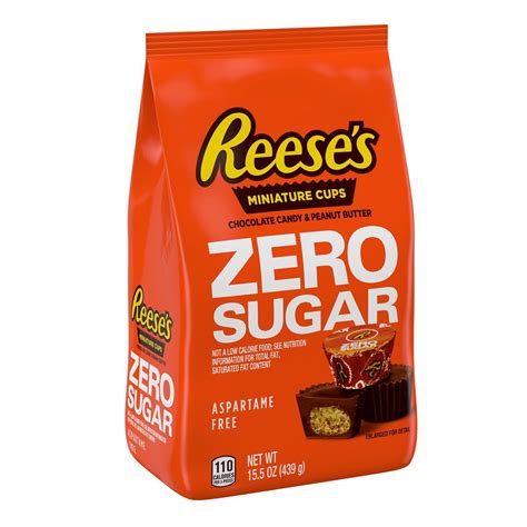 Reese's Zero Sugar Mini Chocolate Peanut Butter Candy, 15.5oz Bag 5 Ct ...