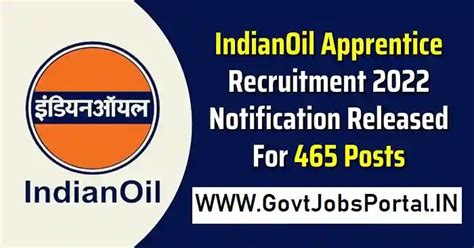 IOCL Apprentice Recruitment 2022 for 465 Apprentice Posts