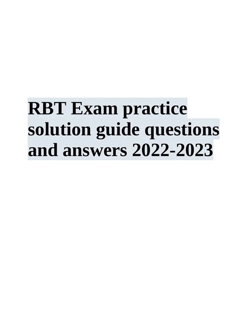 RBT Exam practice solution guide questions and answers - RBT Exm ...