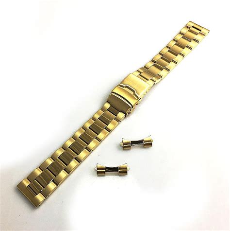 Steel & Leather Gold Replacement Watch Band For Seiko SRPE74 4R36-08E0 ...