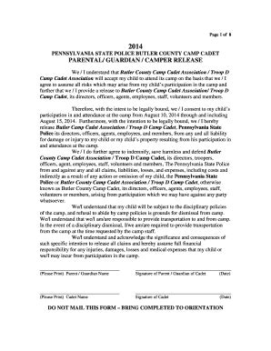 Fillable Online troopdcampcadet troop d camp cadet form Fax Email Print ...