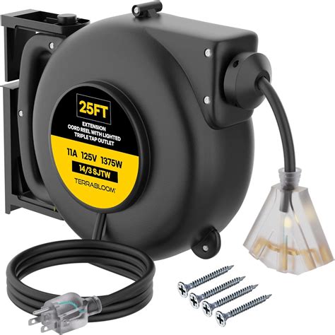 45 Ft Retractable Extension Cord Reel - 2 In 1 Mountable & Portable ...