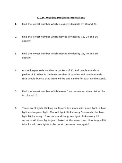 Image result for LCM Worded Problems