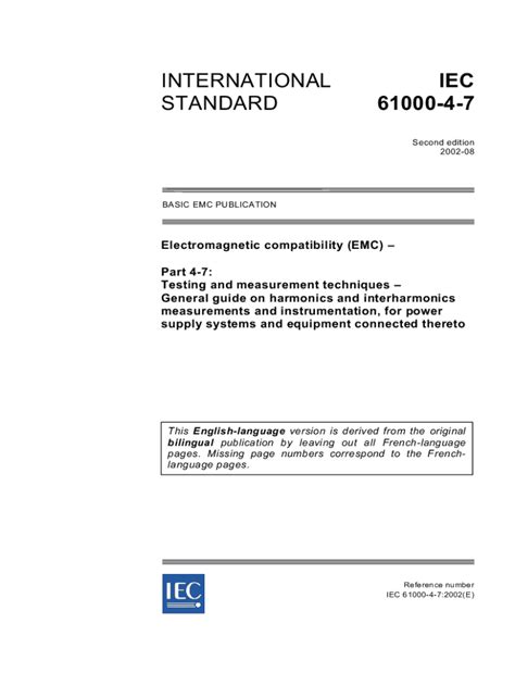 Fillable Online Electromagnetic compatibility (EMC) - Part 4-7: Testing ...