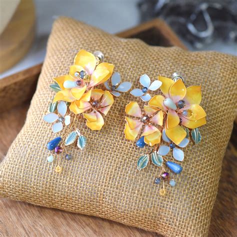 Amberglow Earrings – Sunlit Yellow Floral Statement Earrings – The ...