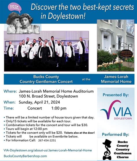 Bucks County Country Gentlemen Concert, James-Lorah House, Doylestown ...